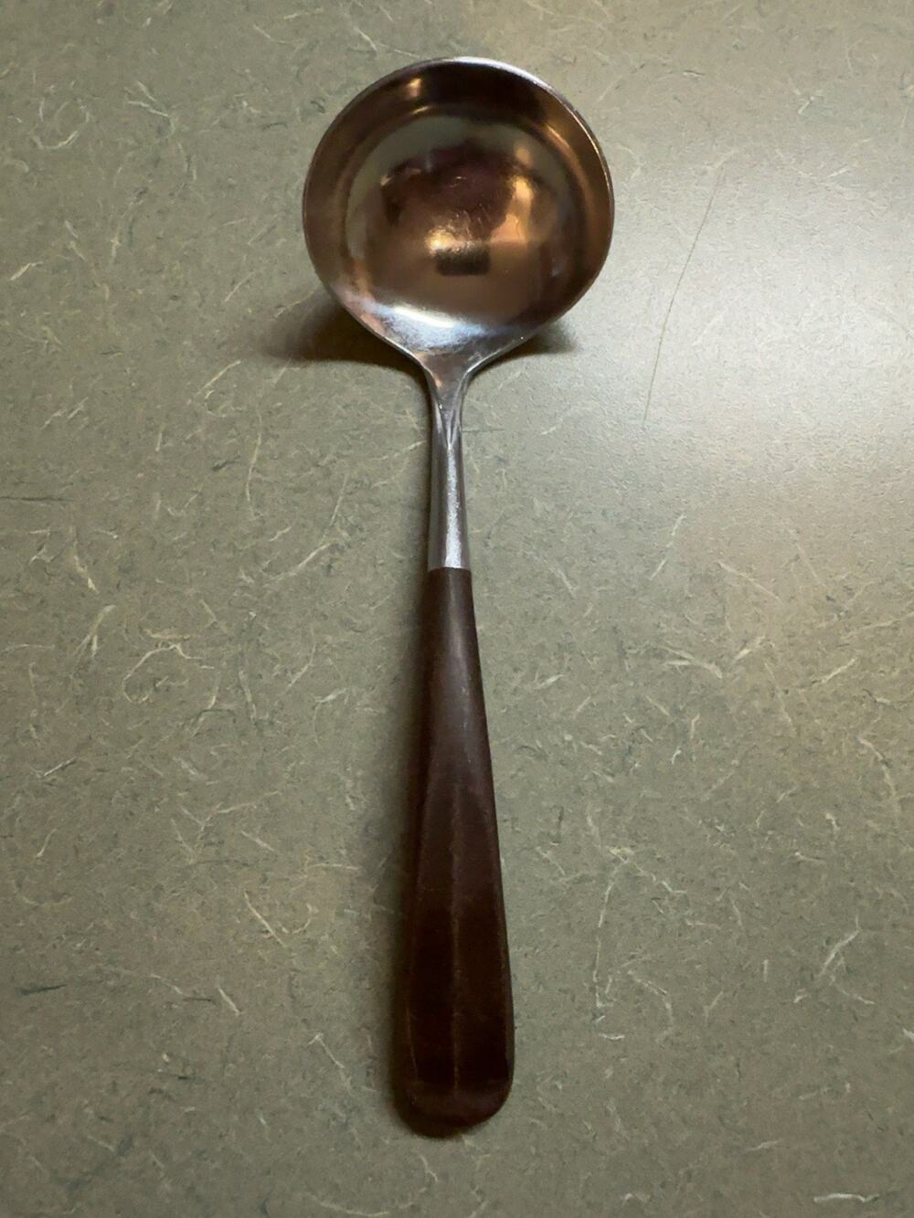 EKCO Eterna Stainless Steel Soup Ladle Wood Handle Mid Century Vintage 11”